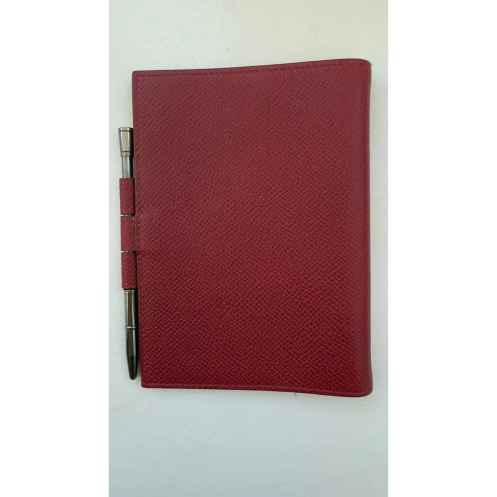 Hermès Hermes Agenda Cover Red Leather with Pen